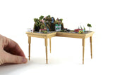 Artisan-Made Vintage 1:12 Miniature Dollhouse Train Set & Village on Wooden Table