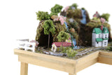 Artisan-Made Vintage 1:12 Miniature Dollhouse Train Set & Village on Wooden Table