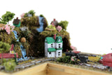 Artisan-Made Vintage 1:12 Miniature Dollhouse Train Set & Village on Wooden Table