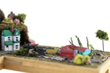Artisan-Made Vintage 1:12 Miniature Dollhouse Train Set & Village on Wooden Table