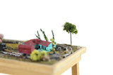 Artisan-Made Vintage 1:12 Miniature Dollhouse Train Set & Village on Wooden Table