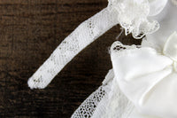 Artisan-Made Vintage 1:12 Miniature Dollhouse White Lace Wedding Dress on Hanger