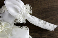 Artisan-Made Vintage 1:12 Miniature Dollhouse White Lace Wedding Dress on Hanger