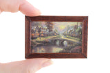 Artisan-Made 1:12 Miniature Dollhouse Framed Landscape Painting Signed by Artist