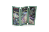 Artisan-Made Vintage 1:12 Miniature Dollhouse Green Folding Screen Room Divider with Floral Paintings Signed by Artist