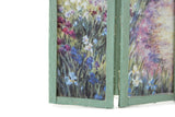 Artisan-Made Vintage 1:12 Miniature Dollhouse Green Folding Screen Room Divider with Floral Paintings Signed by Artist