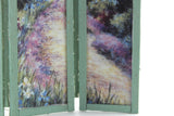 Artisan-Made Vintage 1:12 Miniature Dollhouse Green Folding Screen Room Divider with Floral Paintings Signed by Artist