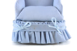 Artisan-Made Vintage 1:12 Miniature Dollhouse Light Blue Wingback Chair by Pitty Pat Miniatures