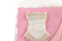 New Artisan-Made Vintage 1:12 Miniature Dollhouse Cream Lace Corset & Stockings Lingerie Set by Gloria Ebratt