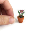 Artisan-Made Vintage 1:12 Miniature Dollhouse Purple Orchid Potted Plant