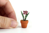Artisan-Made Vintage 1:12 Miniature Dollhouse Purple Orchid Potted Plant