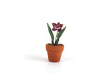 Artisan-Made Vintage 1:12 Miniature Dollhouse Purple Orchid Potted Plant