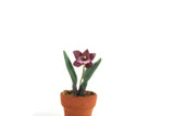 Artisan-Made Vintage 1:12 Miniature Dollhouse Purple Orchid Potted Plant