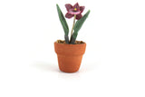 Artisan-Made Vintage 1:12 Miniature Dollhouse Purple Orchid Potted Plant