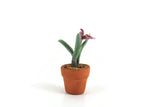 Artisan-Made Vintage 1:12 Miniature Dollhouse Purple Orchid Potted Plant
