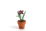 Artisan-Made Vintage 1:12 Miniature Dollhouse Purple Orchid Potted Plant