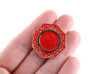 Artisan-Made Vintage 1:12 Miniature Dollhouse Red Porcelain Serving Tray Signed by Artist