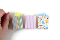 Artisan-Made Vintage 1:12 Miniature Dollhouse Set of 3 Gift Bags by Patricia Hansen