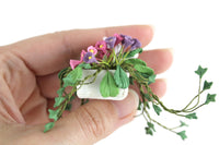 Artisan-Made Vintage 1:12 Miniature Dollhouse White Planter with Flowers & Ivy