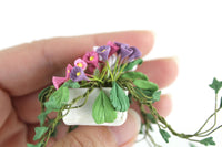 Artisan-Made Vintage 1:12 Miniature Dollhouse White Planter with Flowers & Ivy