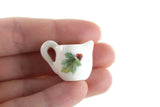 Artisan-Made Vintage 1:12 Miniature Dollhouse White Porcelain Pitcher with Grape & Leaf Design
