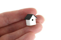 Artisan-Made Vintage 1:12 Miniature Dollhouse White & Black Birdhouse Signed by Artist