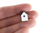 Artisan-Made Vintage 1:12 Miniature Dollhouse White & Black Birdhouse Signed by Artist