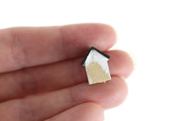 Artisan-Made Vintage 1:12 Miniature Dollhouse White & Black Birdhouse Signed by Artist