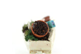 Artisan-Made Vintage 1:12 Miniature Dollhouse White Wheelbarrow with Gardening Accessories