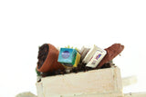 Artisan-Made Vintage 1:12 Miniature Dollhouse White Wheelbarrow with Gardening Accessories