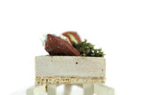 Artisan-Made Vintage 1:12 Miniature Dollhouse White Wheelbarrow with Gardening Accessories