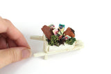 Artisan-Made Vintage 1:12 Miniature Dollhouse White Wheelbarrow with Gardening Accessories