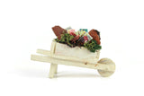 Artisan-Made Vintage 1:12 Miniature Dollhouse White Wheelbarrow with Gardening Accessories