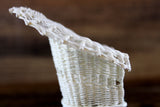 Artisan-Made Vintage 1:12 Miniature Dollhouse White Wicker Chair with Green Floral Cushion Signed by Artist
