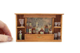 Artisan-Made Vintage 1:12 Miniature Dollhouse Wooden Wall-Mounted Bar Shelf with Mirror & Accessories