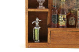 Artisan-Made Vintage 1:12 Miniature Dollhouse Wooden Wall-Mounted Bar Shelf with Mirror & Accessories