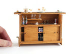 Artisan-Made Vintage 1:12 Miniature Dollhouse Wooden Liquor Cocktail Bar with Sink & Accessories