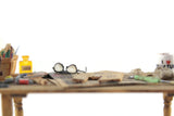 Artisan-Made Vintage 1:12 Miniature Dollhouse Craft Table Workbench with Accessories Signed by Artist