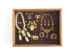 Artisan-Made Vintage 1:12 Miniature Dollhouse Wooden Jewelry Display Box with 14 Pieces of Ornate Jewelry