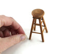 Artisan-Made Vintage 1:12 Miniature Dollhouse Wooden Swivel Barstool