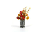 Artisan-Made Vintage 1:12 Miniature Dollhouse Daffodil & Tulip Flower Arrangement in Silver Metal Vase