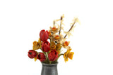 Artisan-Made Vintage 1:12 Miniature Dollhouse Daffodil & Tulip Flower Arrangement in Silver Metal Vase