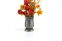 Artisan-Made Vintage 1:12 Miniature Dollhouse Daffodil & Tulip Flower Arrangement in Silver Metal Vase