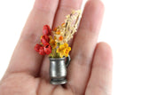 Artisan-Made Vintage 1:12 Miniature Dollhouse Daffodil & Tulip Flower Arrangement in Silver Metal Vase