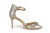 Rare Anthropologie BHLDN "Brinley Heels" by Vince Camuto, Gold Glitter & Beading, Size 9, Originally $160