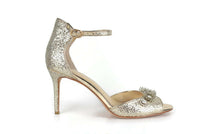 Rare Anthropologie BHLDN "Brinley Heels" by Vince Camuto, Gold Glitter & Beading, Size 9, Originally $160