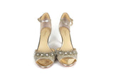 Rare Anthropologie BHLDN "Brinley Heels" by Vince Camuto, Gold Glitter & Beading, Size 9, Originally $160