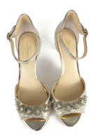 Rare Anthropologie BHLDN "Brinley Heels" by Vince Camuto, Gold Glitter & Beading, Size 9, Originally $160