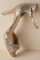 Rare Anthropologie BHLDN "Brinley Heels" by Vince Camuto, Gold Glitter & Beading, Size 9, Originally $160