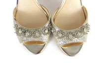 Rare Anthropologie BHLDN "Brinley Heels" by Vince Camuto, Gold Glitter & Beading, Size 9, Originally $160